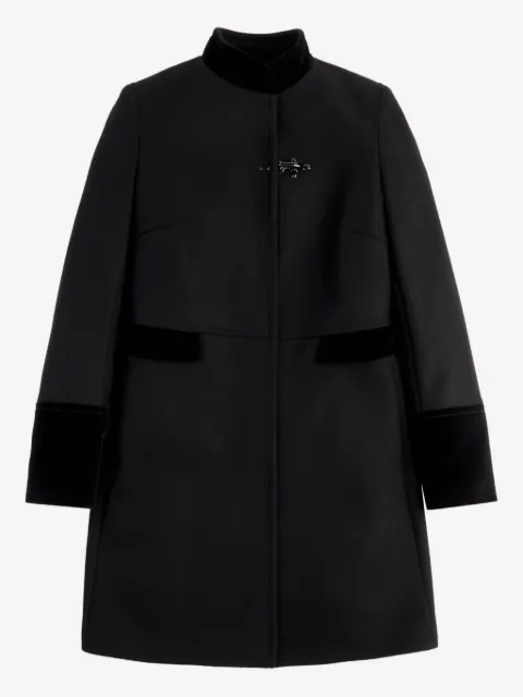 Fay velvet-trimmed tailored coat
