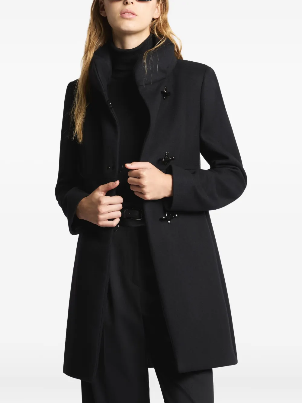 Fay toggle-fastening high-neck coat Zwart