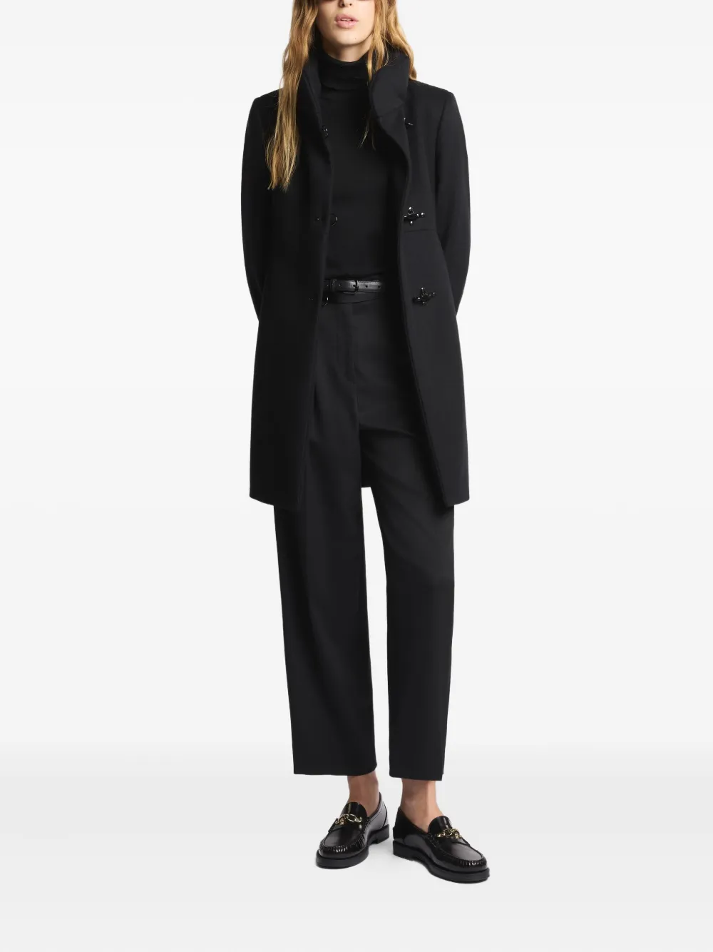Fay toggle-fastening high-neck coat Zwart