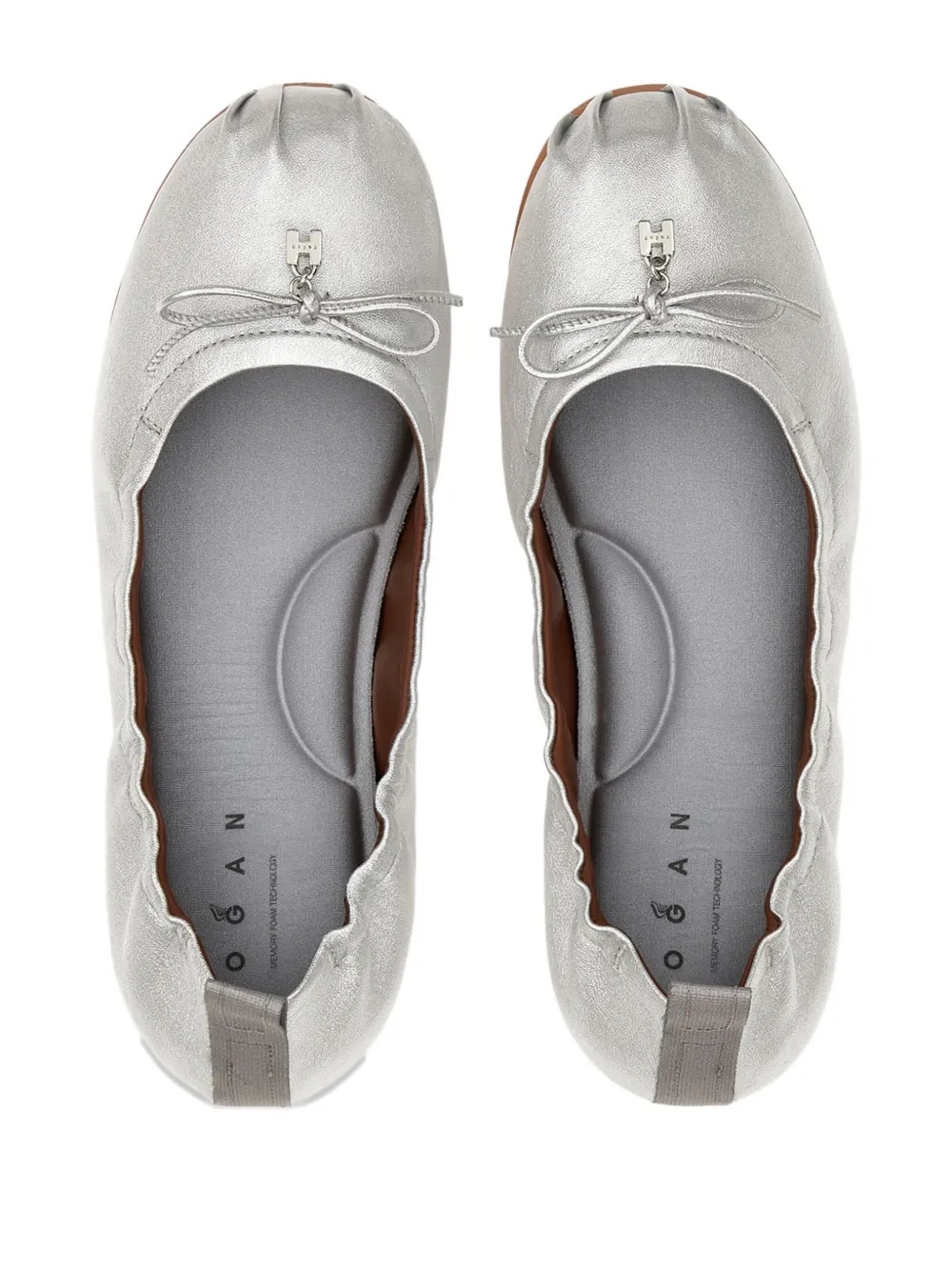 Hogan metallic ballerina shoes Silver