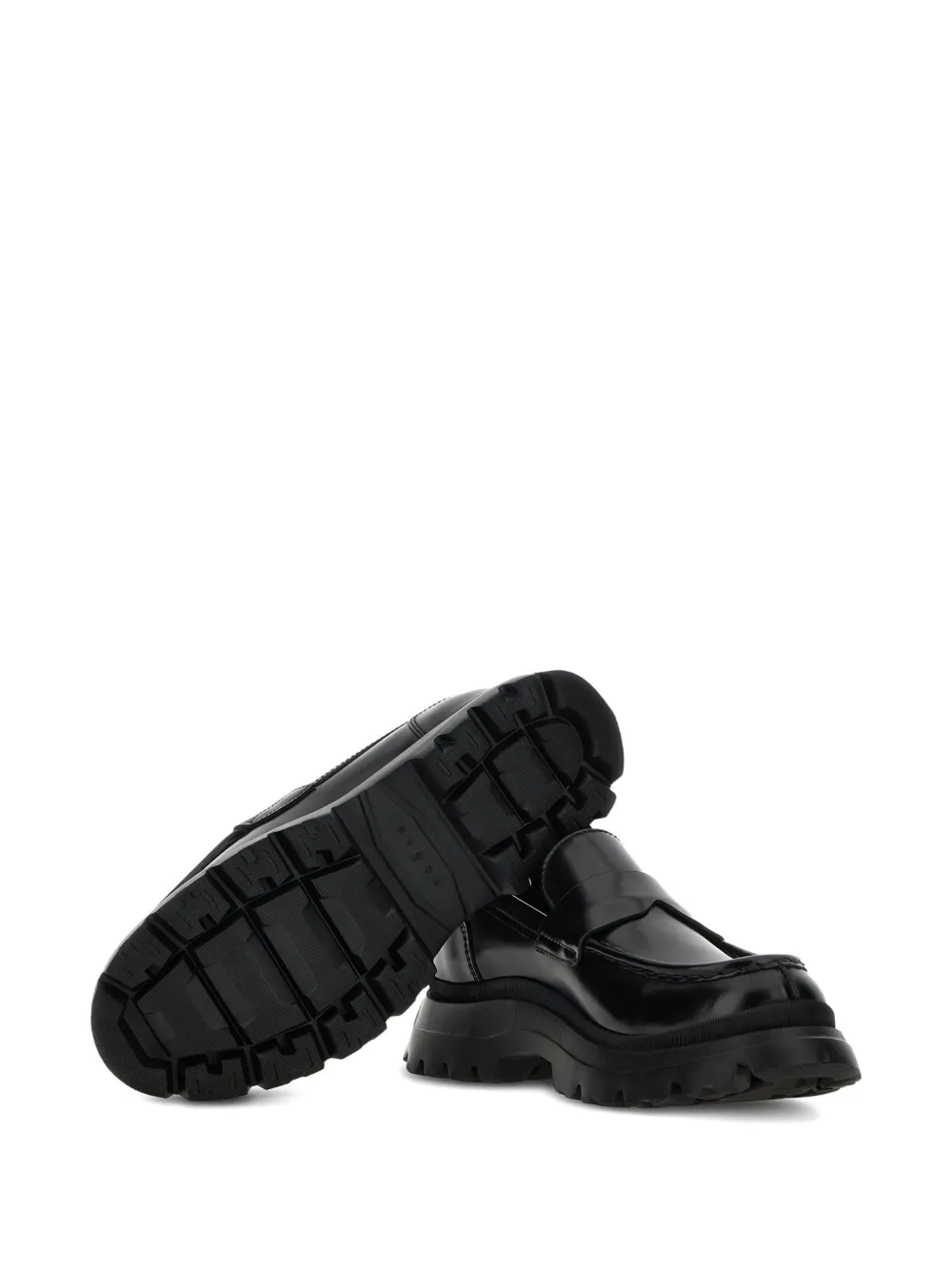 Hogan Round-toe Loafers In Black