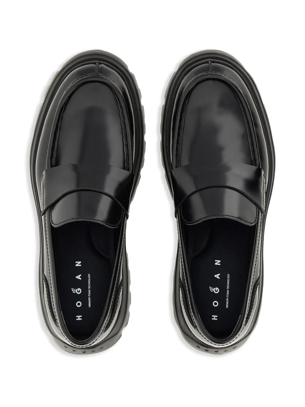 Hogan Round-toe Loafers In Black