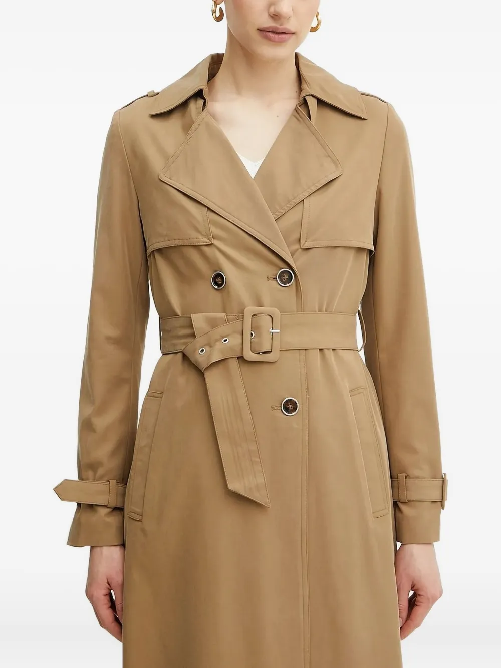 GUESS USA Maya trenchcoat met ceintuur en dubbele rij knopen Beige