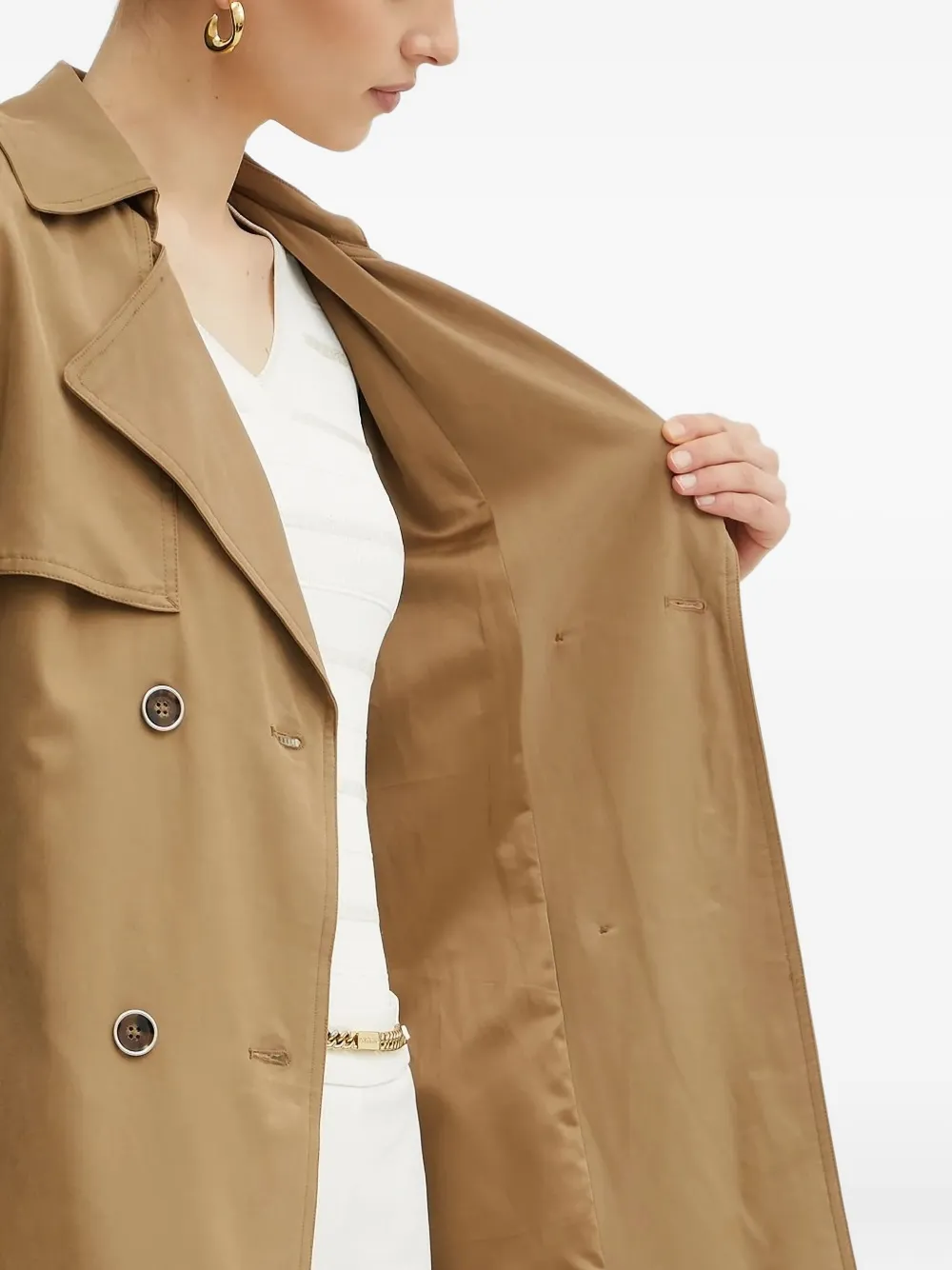 GUESS USA Maya trenchcoat met ceintuur en dubbele rij knopen Beige