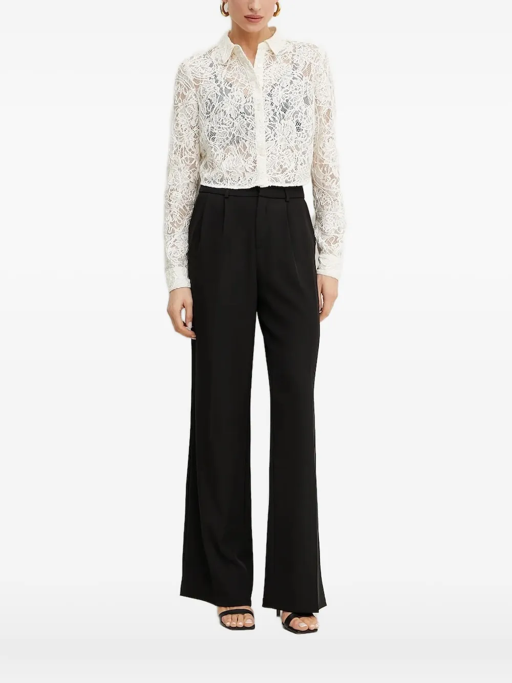 Guess Usa Long-sleeve Lace Shirt In White