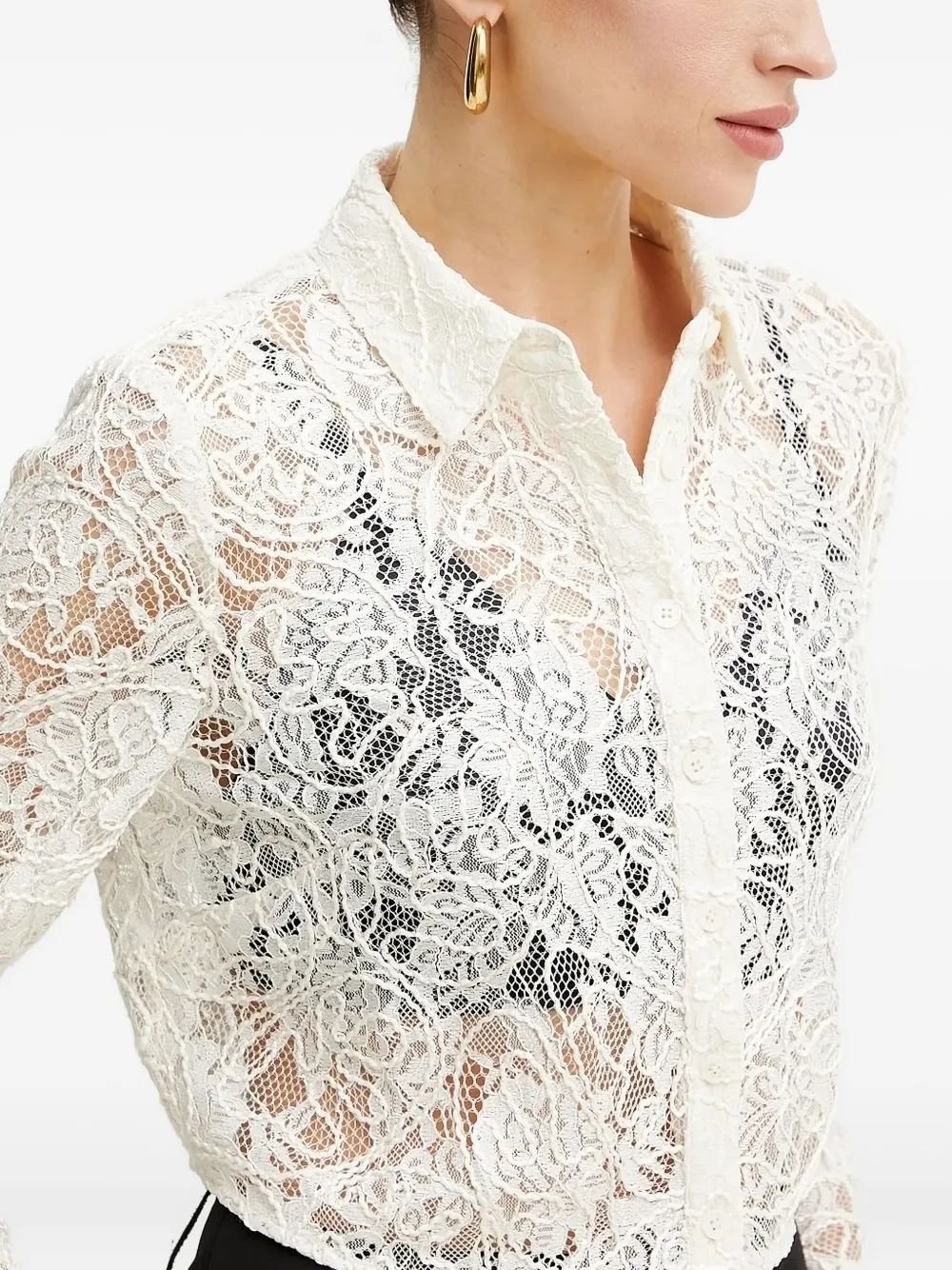 GUESS USA long-sleeve lace shirt Wit