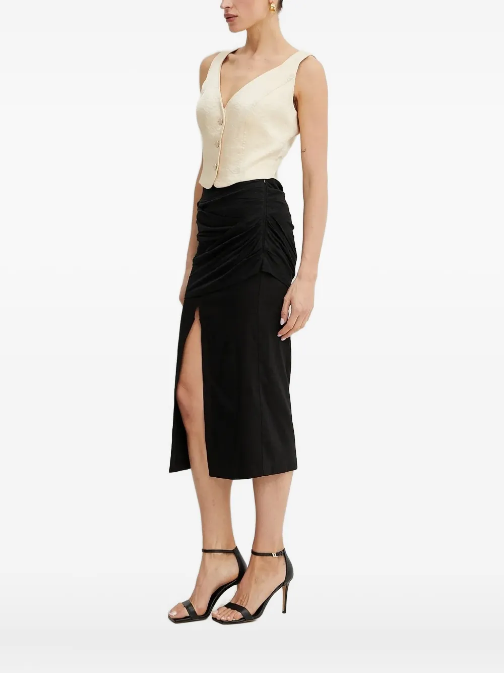 Guess Usa Button-front Sleeveless Top In Black