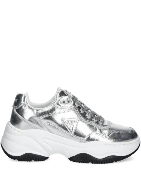 GUESS USA Hapyy metallic-effect leather chunky sneakers