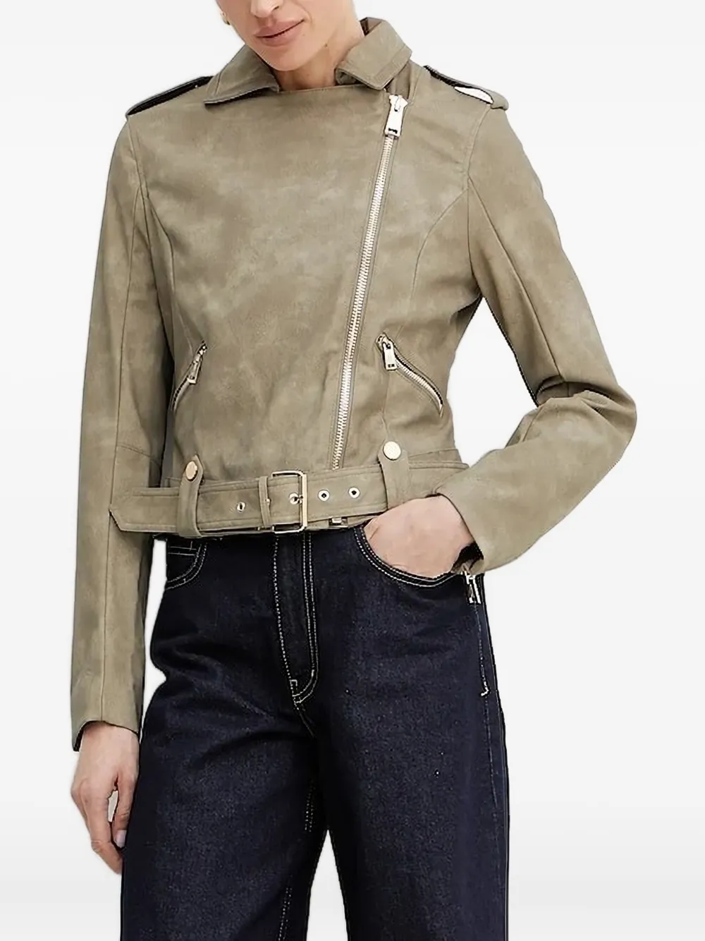 Guess Usa Belted Zip-front Jacket In Green