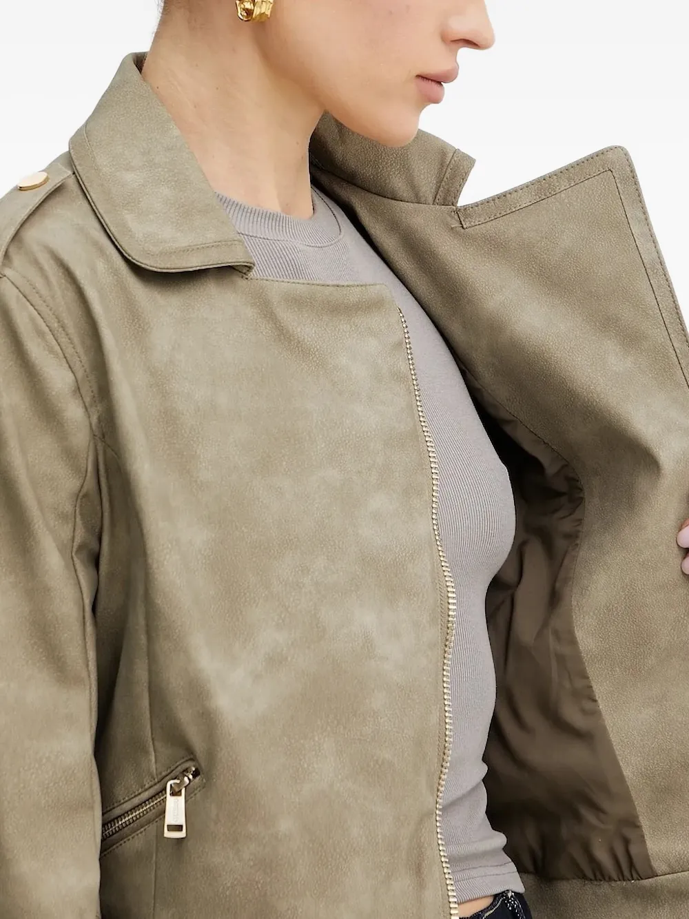 Guess Usa Belted Zip-front Jacket In Green