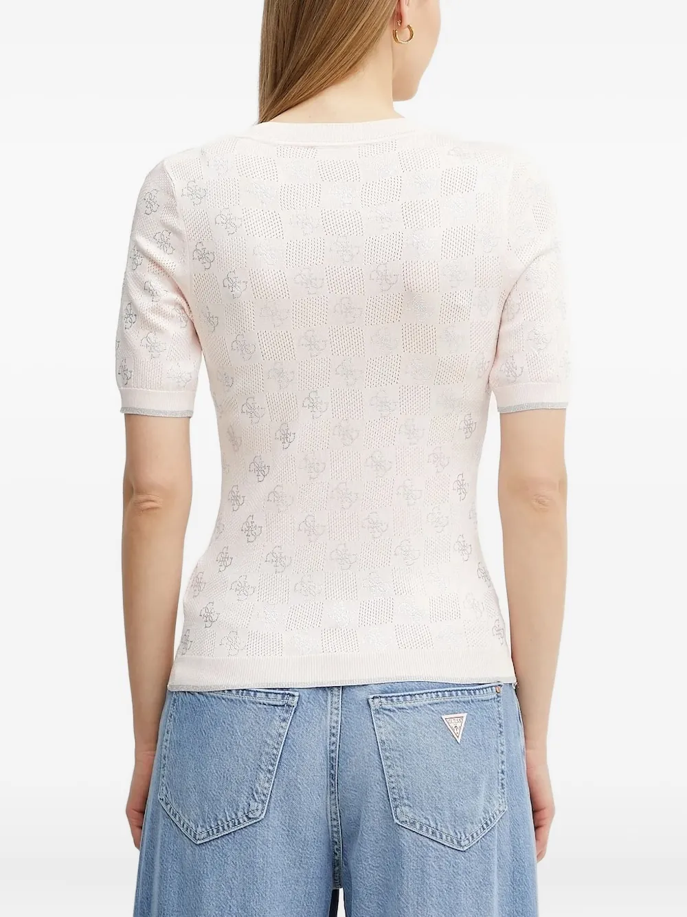 GUESS USA Top met korte mouwen en logopatroon - Wit