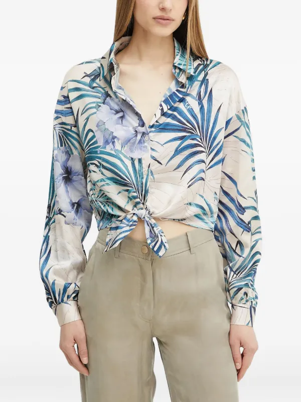 GUESS USA leaf-print Shirt Blue FARFETCH TH