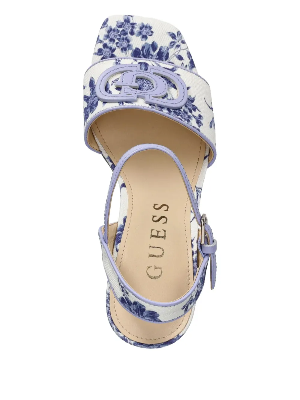 GUESS USA 85mm Ganika floral-print sandals Blue