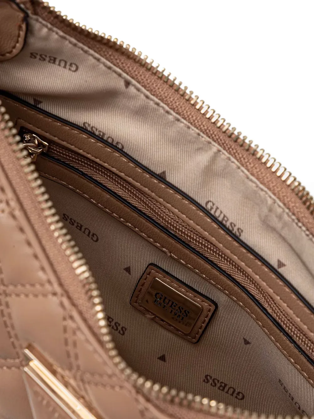 GUESS USA Gewatteerde schoudertas Beige
