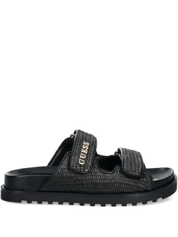 GUESS USA Fadeliza woven-strap Flat Sandals | Black | FARFETCH