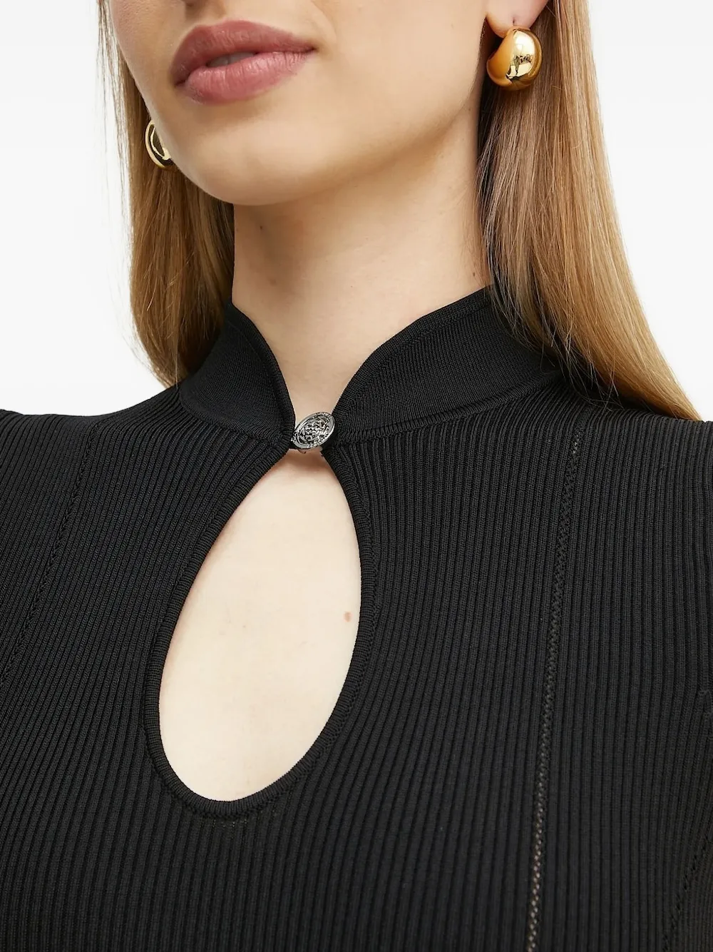 GUESS USA Geribbelde mini-jurk met keyhole Zwart