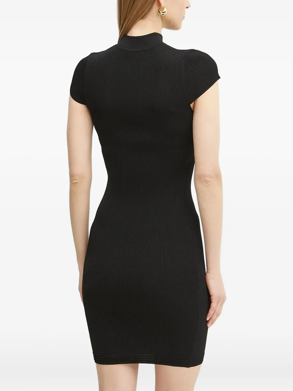 GUESS USA Geribbelde mini-jurk met keyhole - Zwart