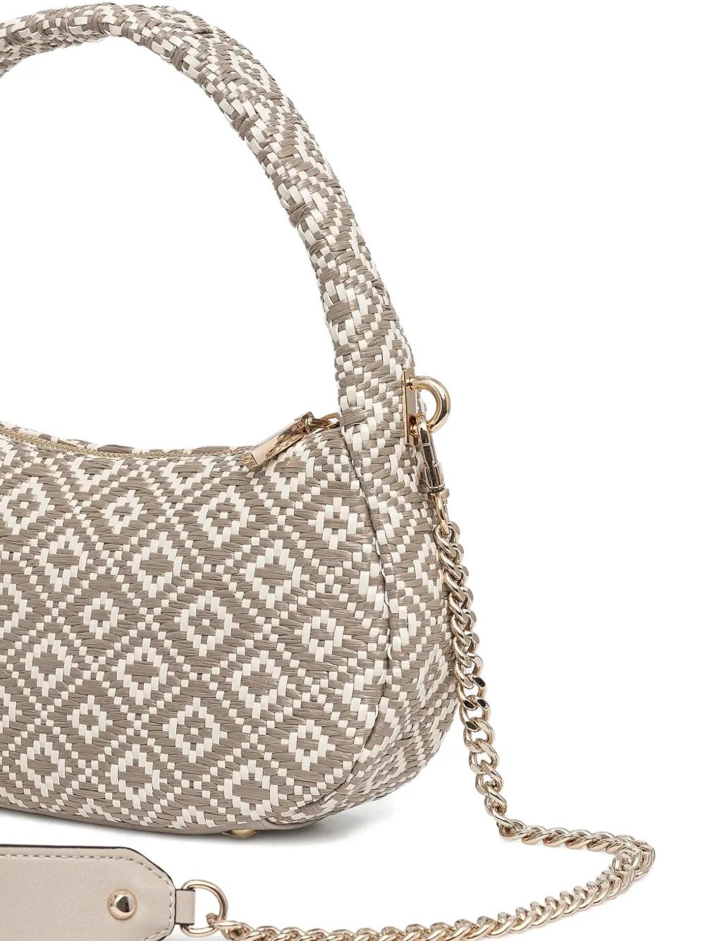 GUESS USA Geweven diamanté schoudertas Beige
