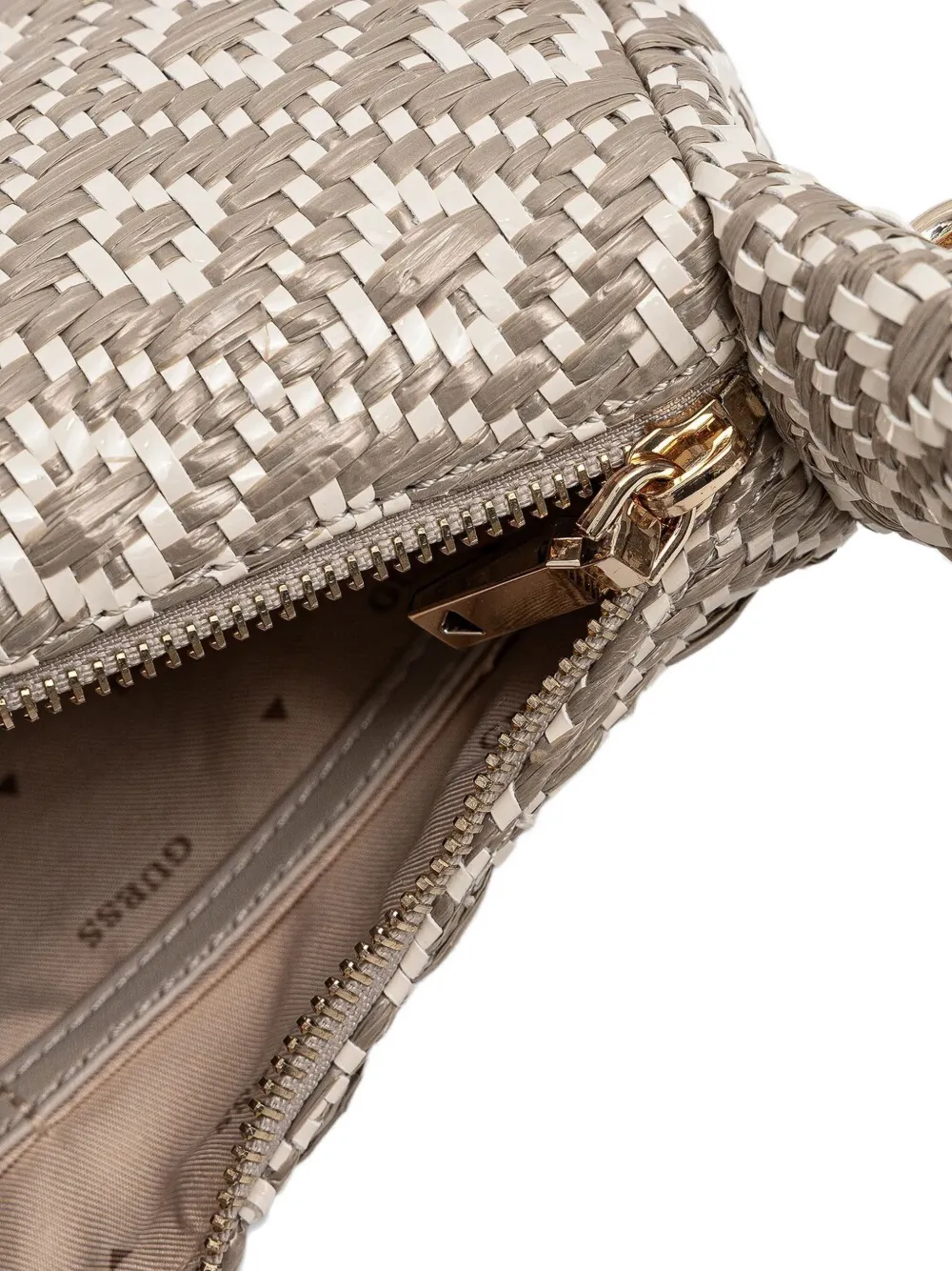 GUESS USA Geweven diamanté schoudertas Beige