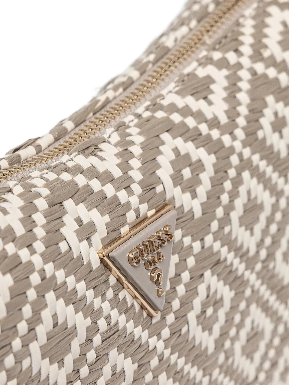 GUESS USA Geweven diamanté schoudertas Beige