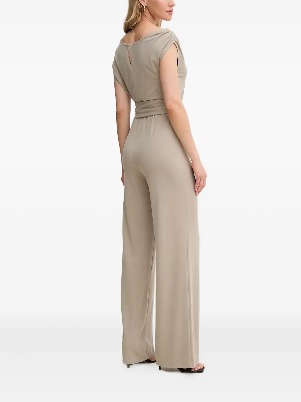 GUESS USA Jumpsuit met gedrapeerde hals en ceintuur - Beige
