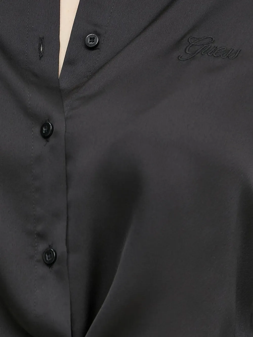 Guess Usa Tie-front Blouse In Black
