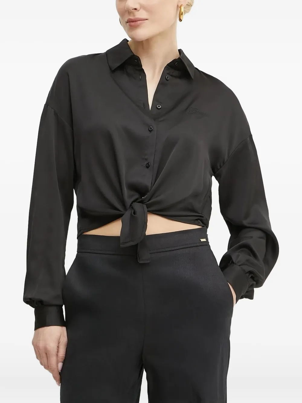 GUESS USA tie-front blouse | Black | Image 1