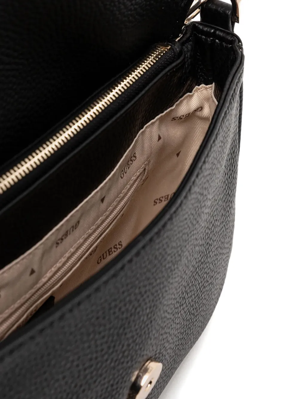 GUESS USA Slater leren schoudertas Zwart