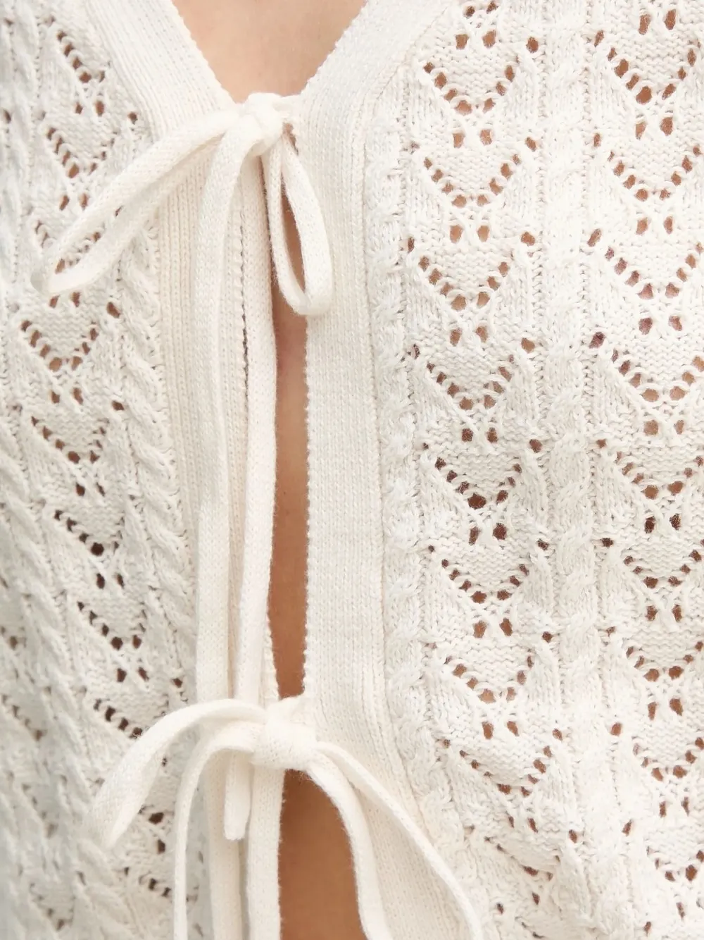 Guess Usa Tie-front Open-knit Cardigan In Neutral
