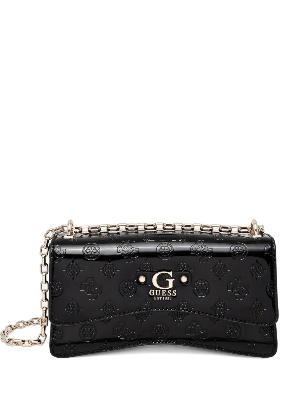 GUESS USA ロゴエンボス フラップバッグ - ブラック GUESS USA ロゴエンボス フラップバッグ - ブラック