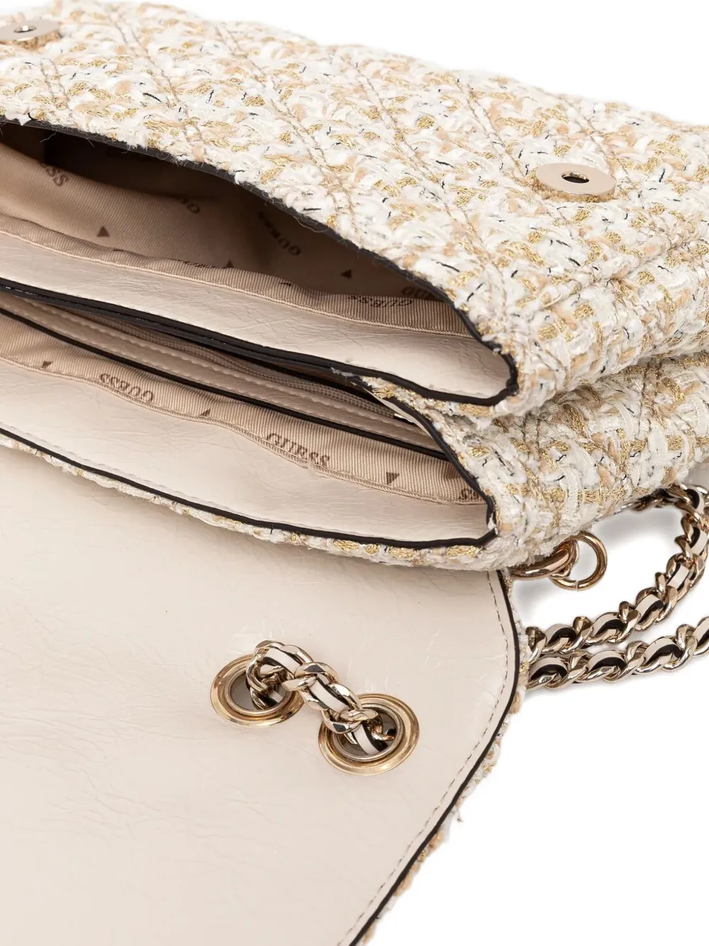 GUESS USA Schoudertas met geweven textuur Goud