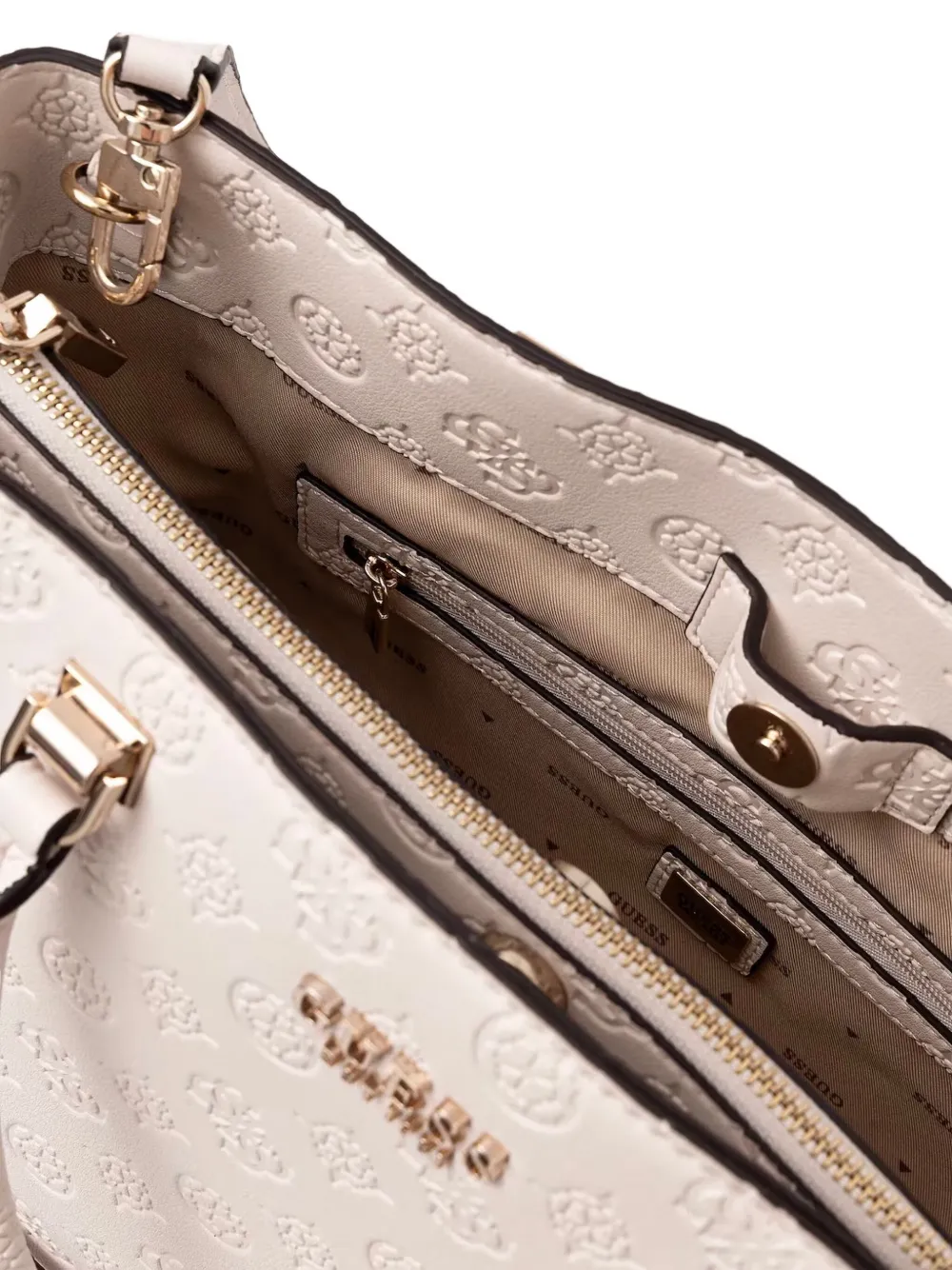 GUESS USA Boekentas met monogram-reliëf Beige