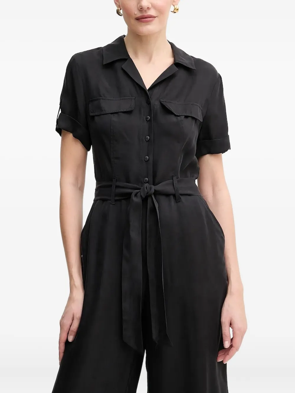 GUESS USA belted flap-pocket jumpsuit - ブラック GUESS USA belted flap-pocket jumpsuit - ブラック