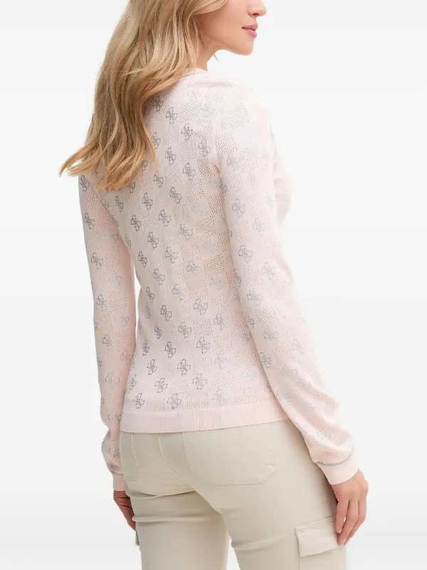 GUESS USA logo-pattern V-neck Top Pink FARFETCH PH