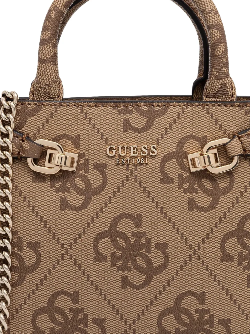 GUESS USA Canvas tas met monogram en handgreep Bruin