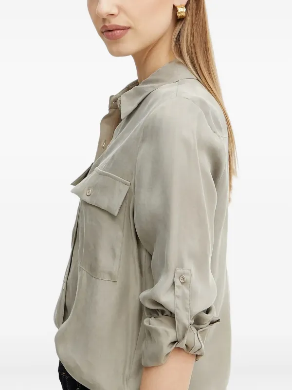 GUESS USA patch-pocket long-sleeve Shirt Green FARFETCH TR