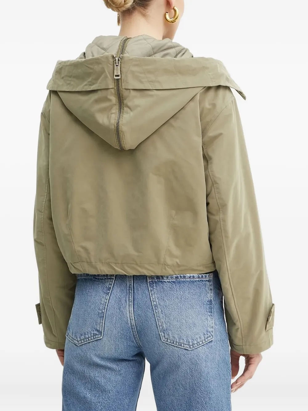 Guess Usa Hooded Button-fastening Puffer Jacket In Green