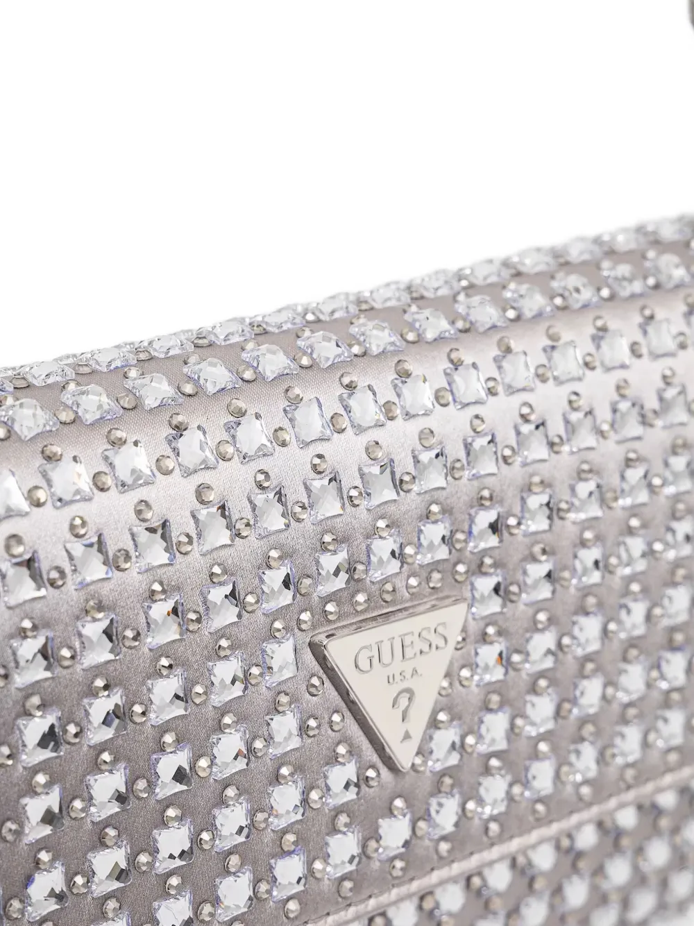 GUESS USA Metallic clutch met studs Zilver