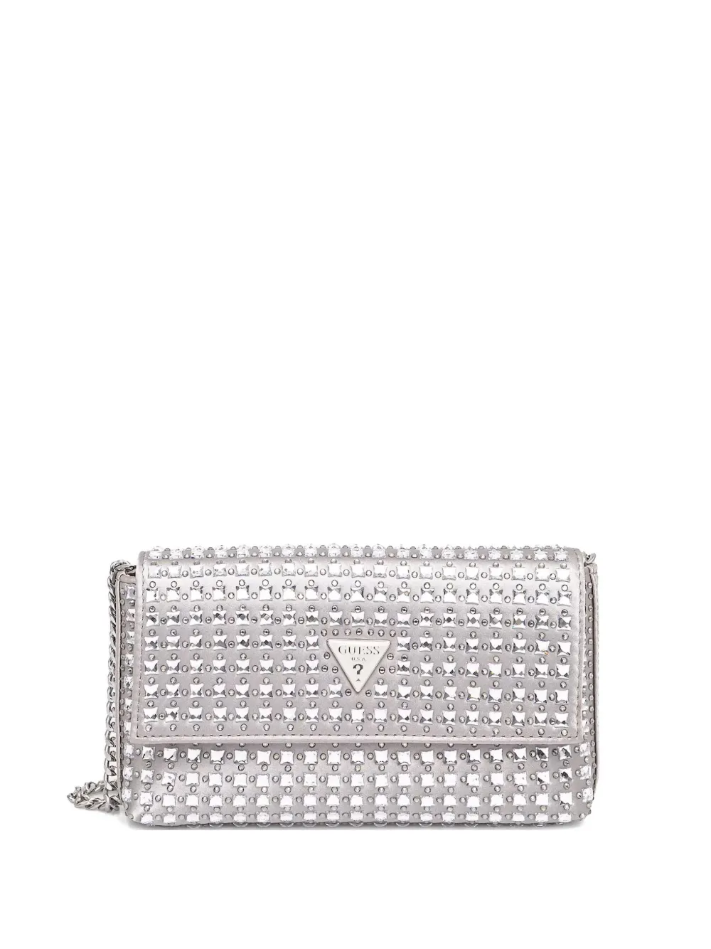 GUESS USA Metallic clutch met studs Zilver