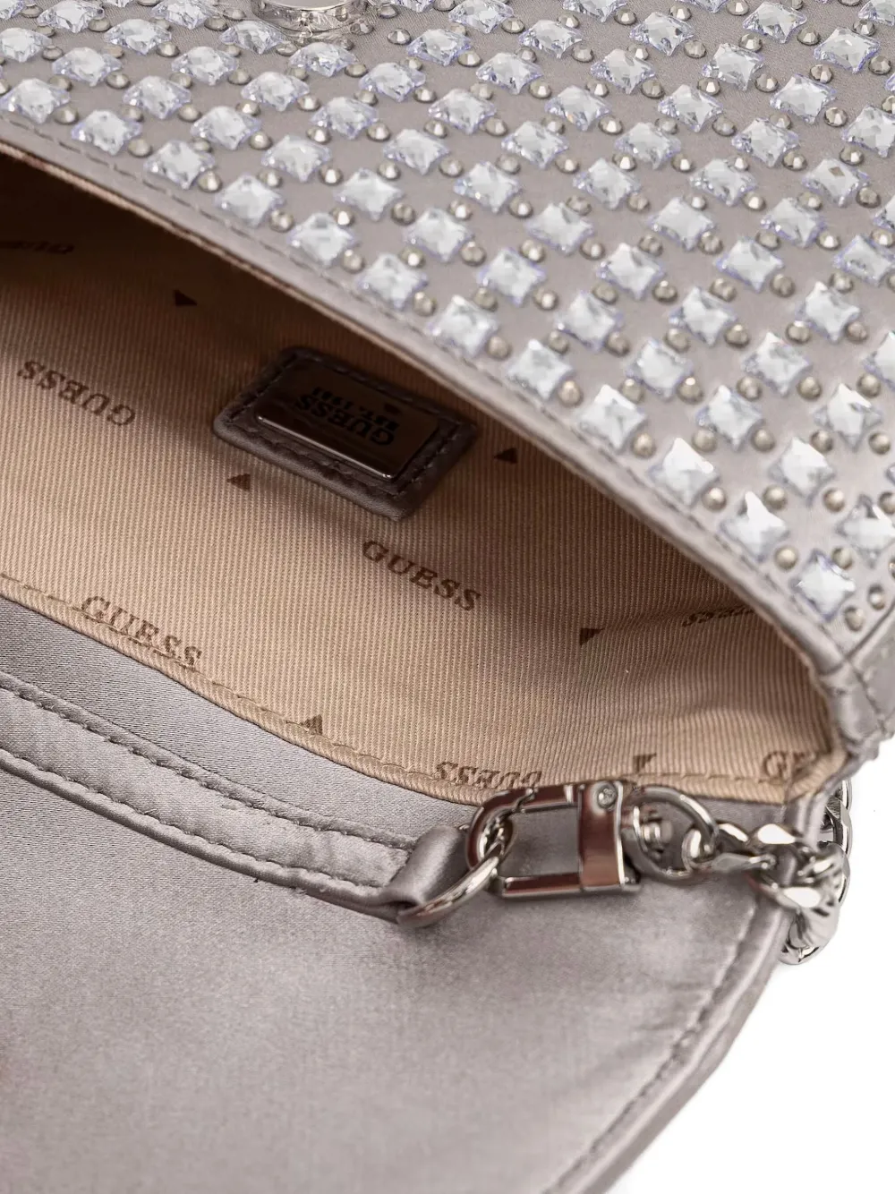 GUESS USA Metallic clutch met studs Zilver