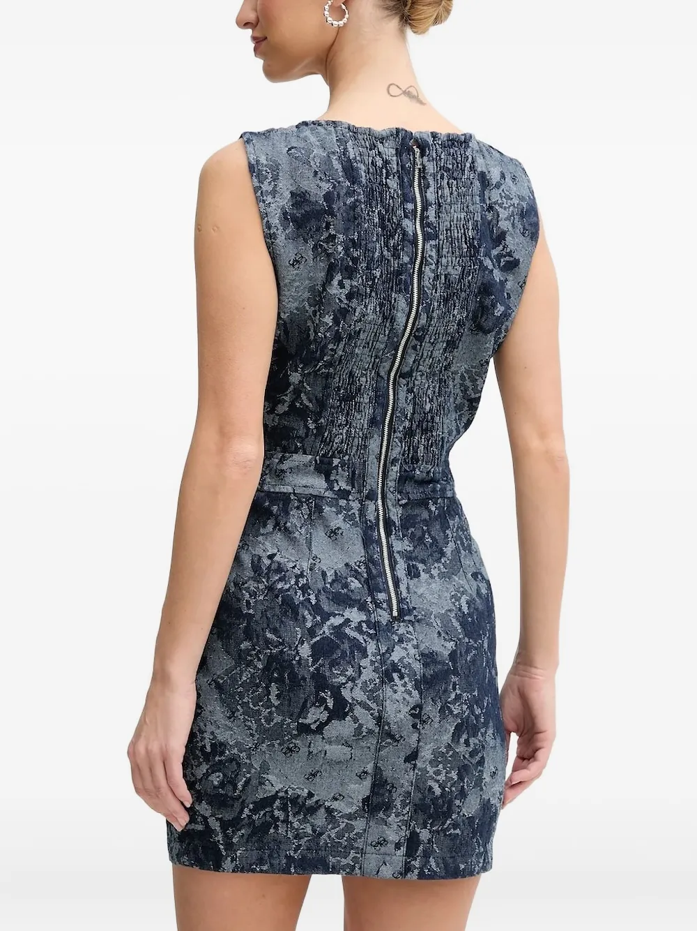 GUESS USA Eden denim mini-jurk met jacquard - Blauw
