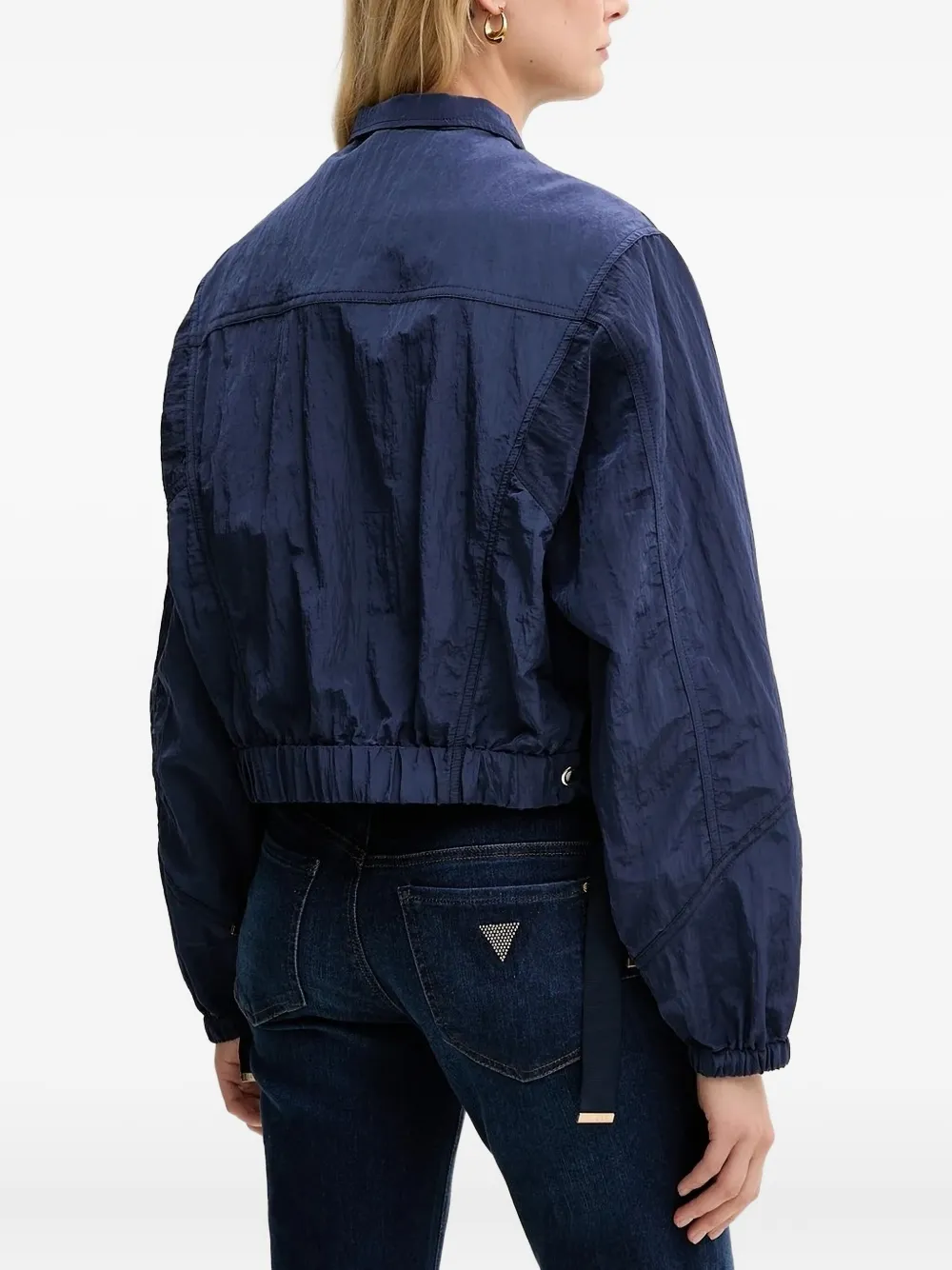 Guess Usa Cropped Drawstring Jacket In Blue