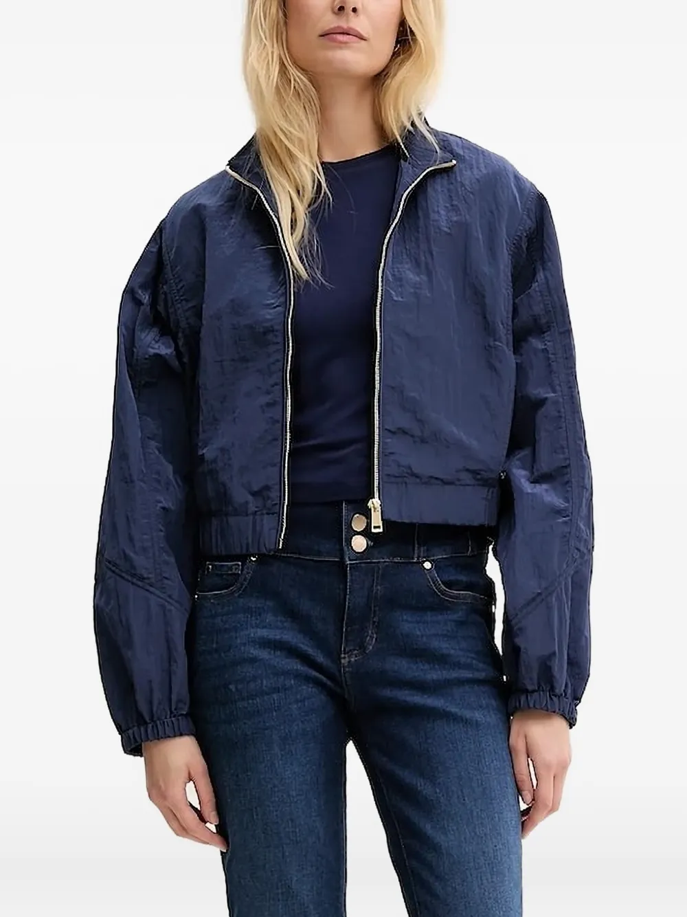 Guess Usa Cropped Drawstring Jacket In Blue