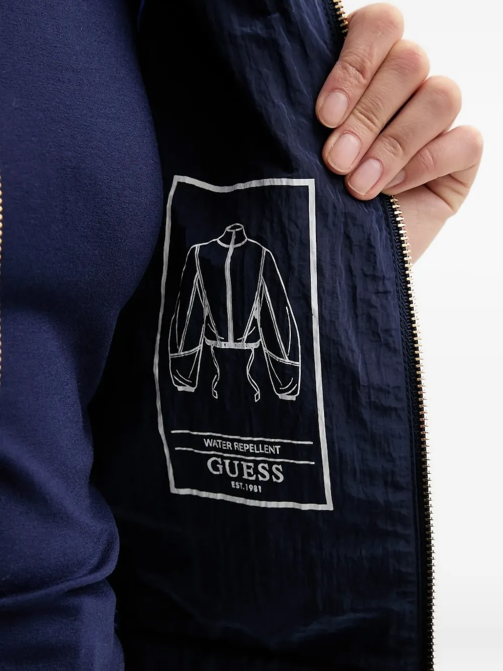 Guess Usa Cropped Drawstring Jacket In Blue