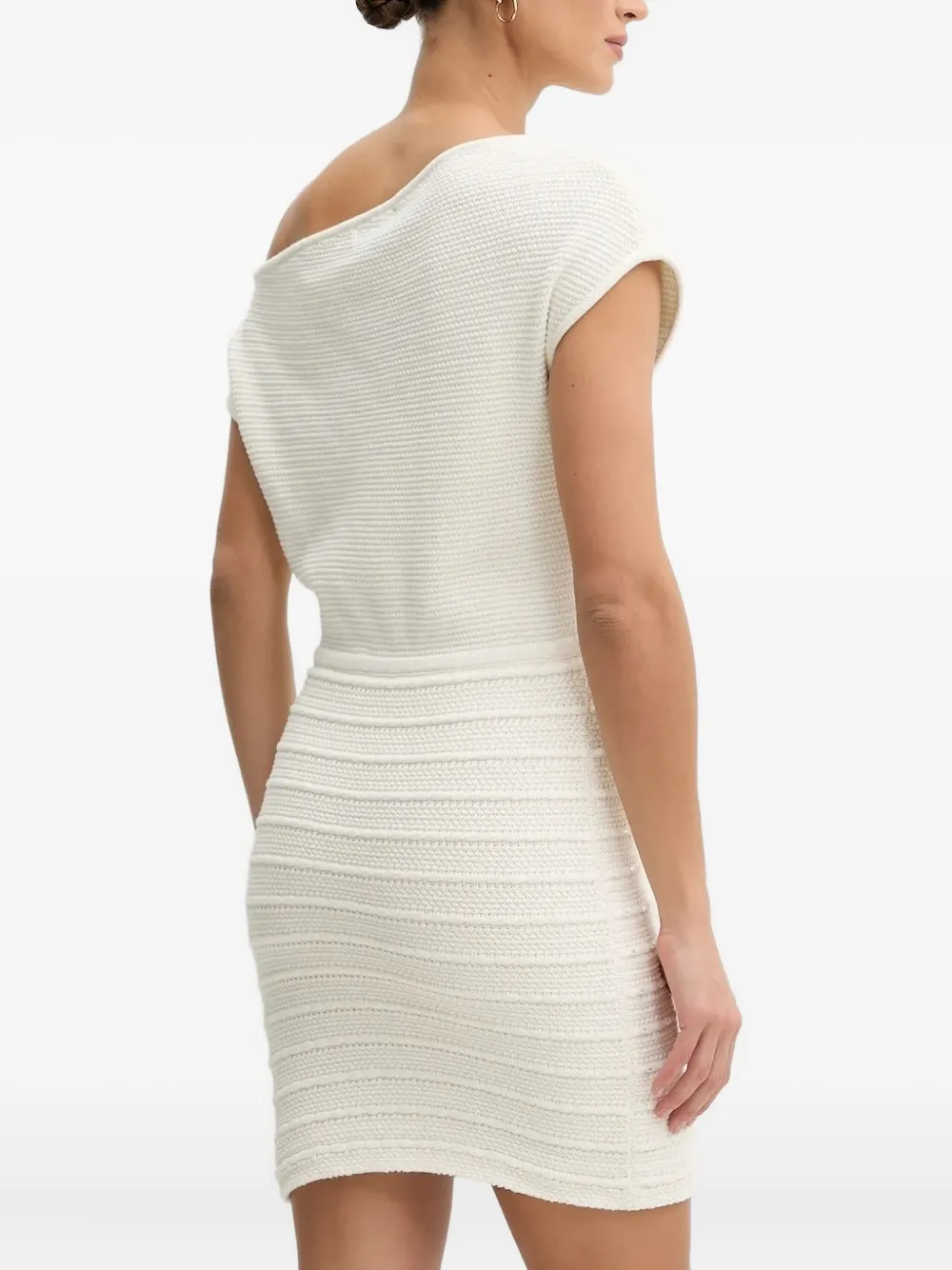 GUESS USA asymmetric-neck ribbed mini dress Beige