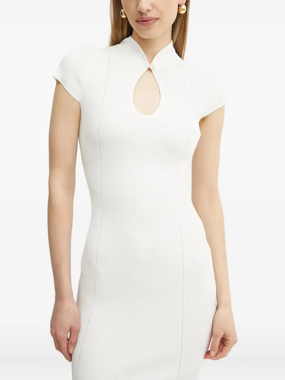 GUESS USA Geribbelde mini-jurk met keyhole-detail Wit