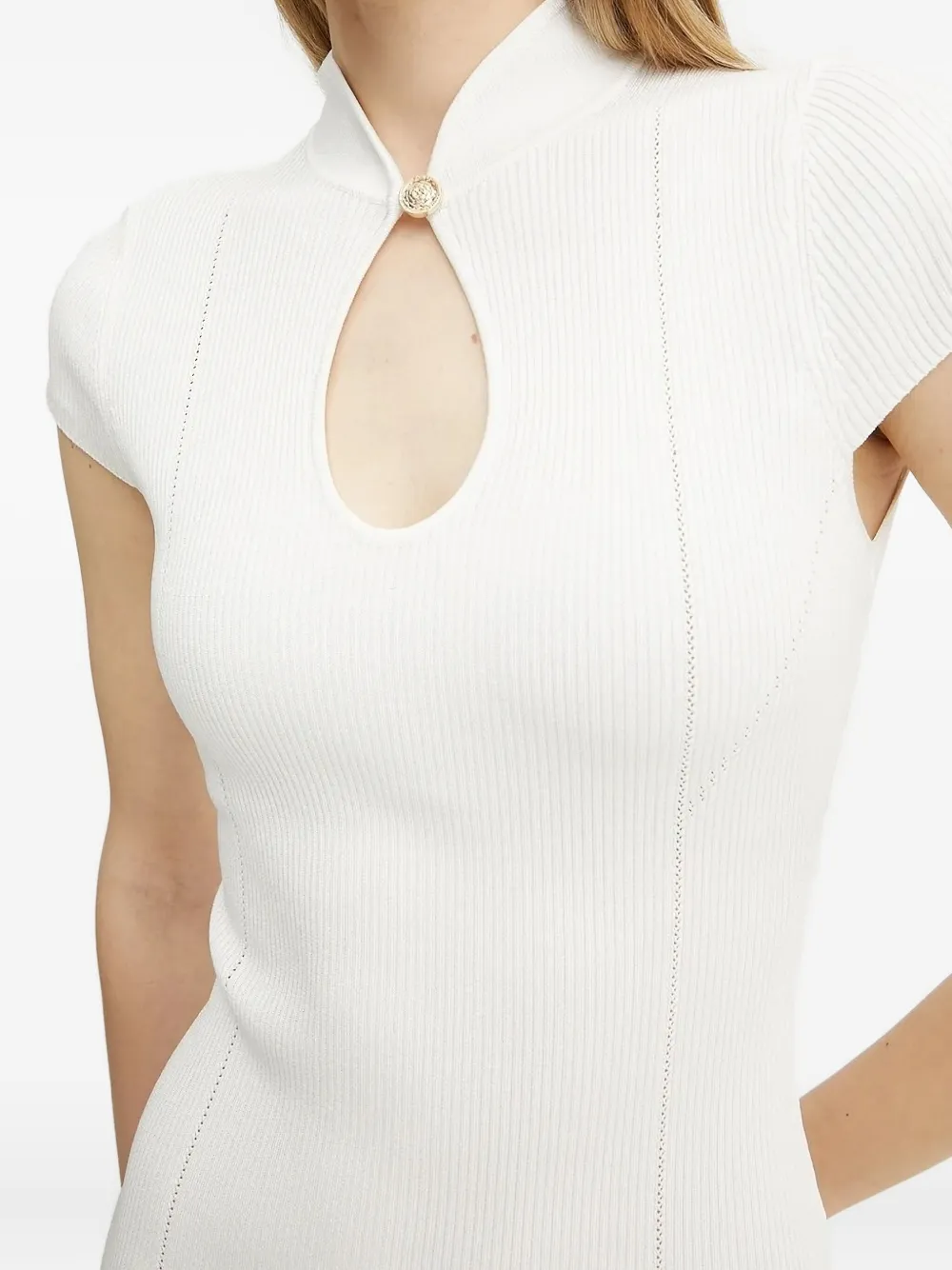 GUESS USA Geribbelde mini-jurk met keyhole-detail Wit