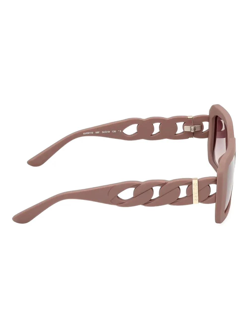 GUESS EYEWEAR Zonnebril met rechthoekig montuur en ketting Beige