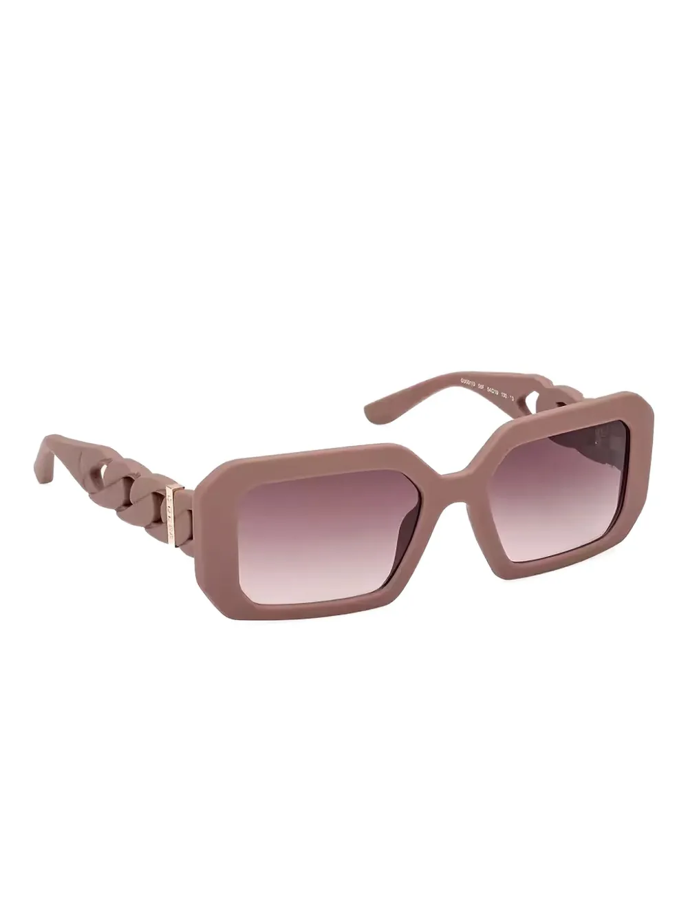 GUESS EYEWEAR Zonnebril met rechthoekig montuur en ketting Beige