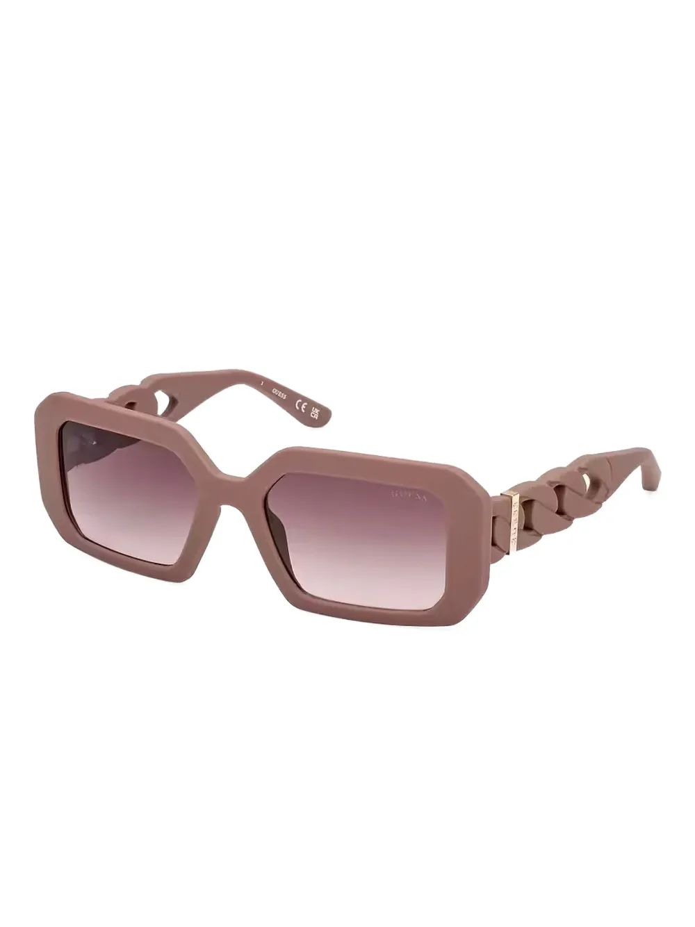 GUESS EYEWEAR Zonnebril met rechthoekig montuur en ketting - Beige